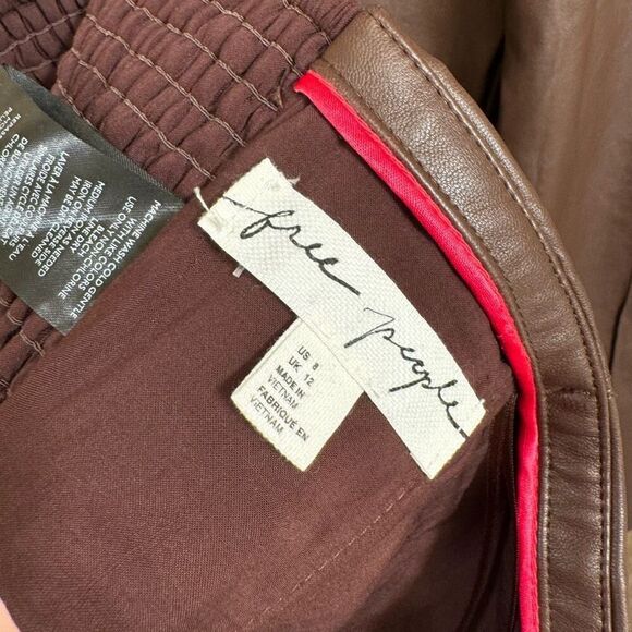 Free People Walnut Brown Faux Leather Pants Bandeau Set Size 8 NWOT - Picture 10 of 10